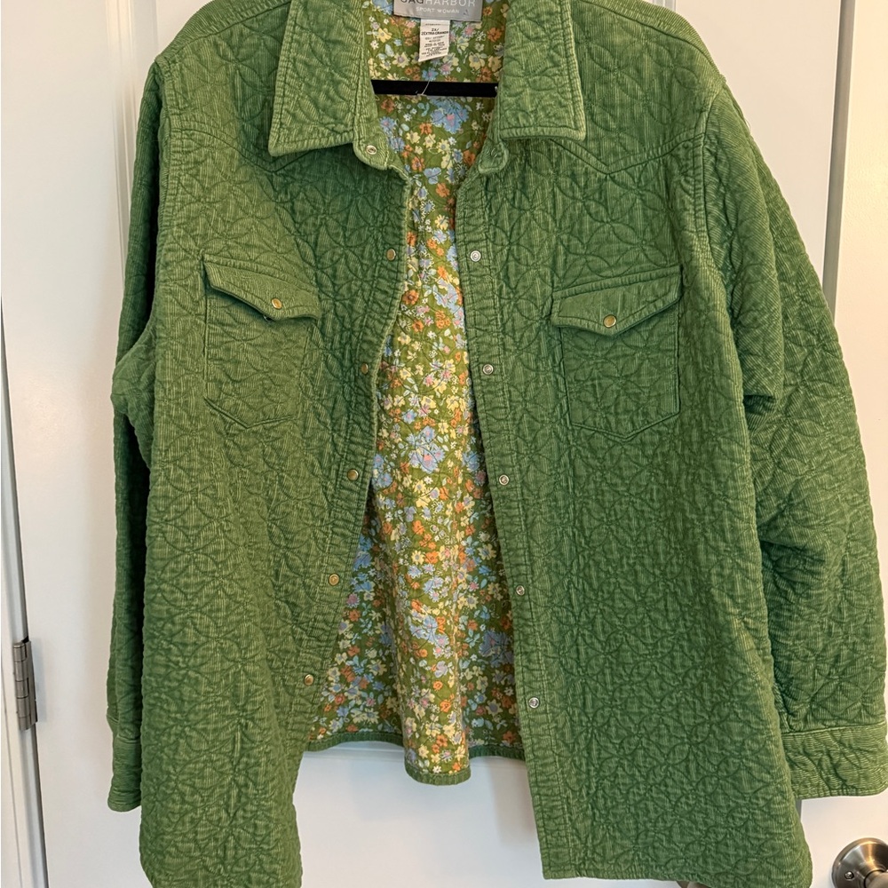100% Cotton Green/Floral Quilted Sag Harbor Jacket